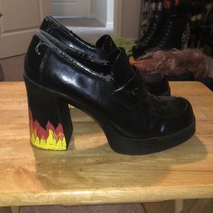 Xhilaration custom vintage chunky flame heels